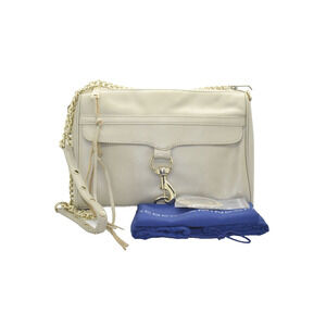 B5 NEW REBECCA MINKOFF Neutral Cream Leather Classic Tassel Crossbody Chain Bag